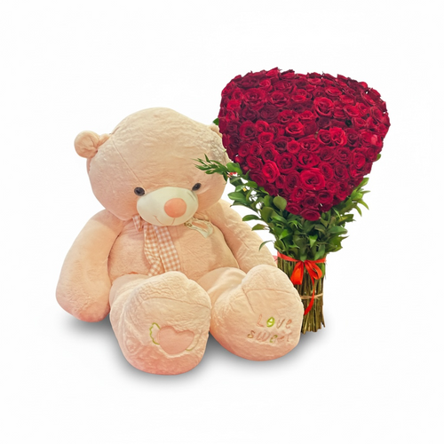 Cuddle & Crimson Heart Set Flowers bouquet luxury flowers DELIVERY TO Cairo AND Egypt
