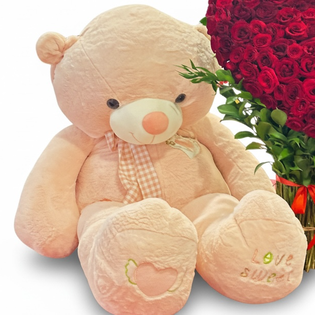Cuddle & Crimson Heart Set Flowers bouquet luxury flowers DELIVERY TO Cairo AND Egypt