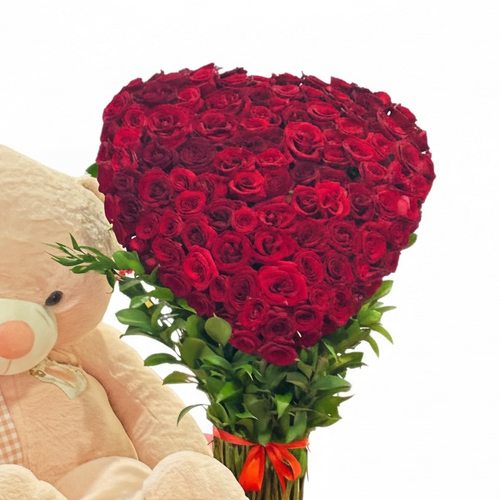 Cuddle & Crimson Heart Set Flowers bouquet luxury flowers DELIVERY TO Cairo AND Egypt