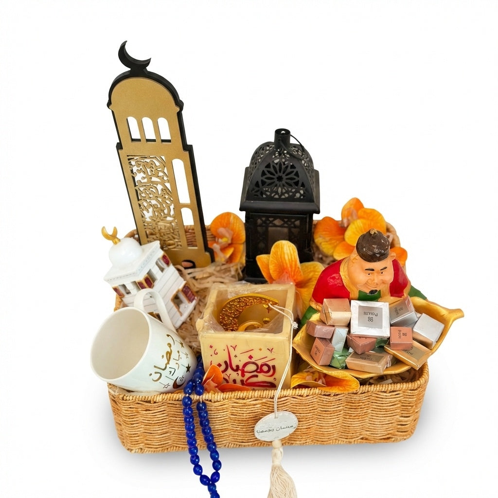 Ramadan Gift Basket with Chocolates & Roses luxury flowers DELIVERY TO Cairo AND Egypt