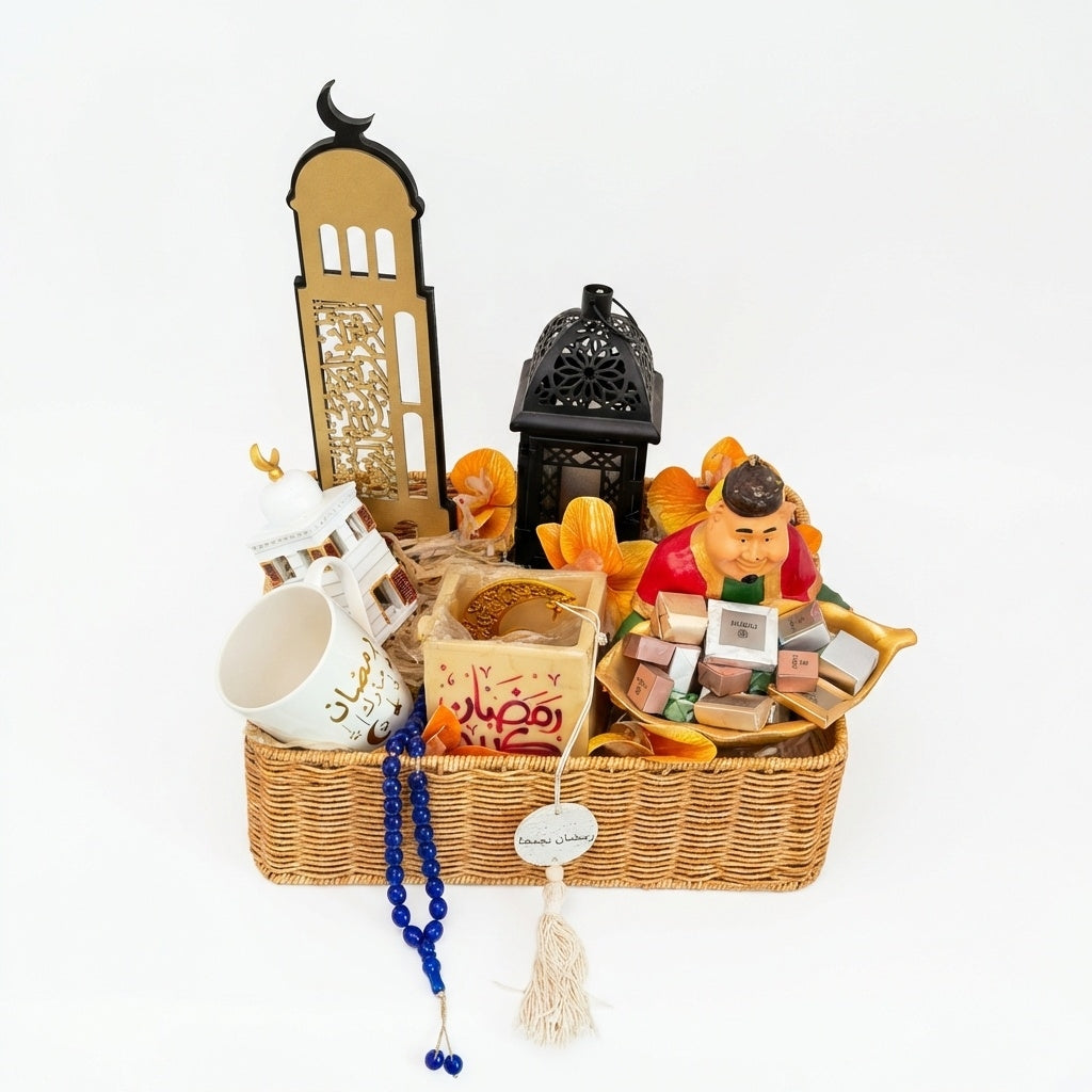 Ramadan Gift Basket with Chocolates & Roses luxury flowers DELIVERY TO Cairo AND Egypt
