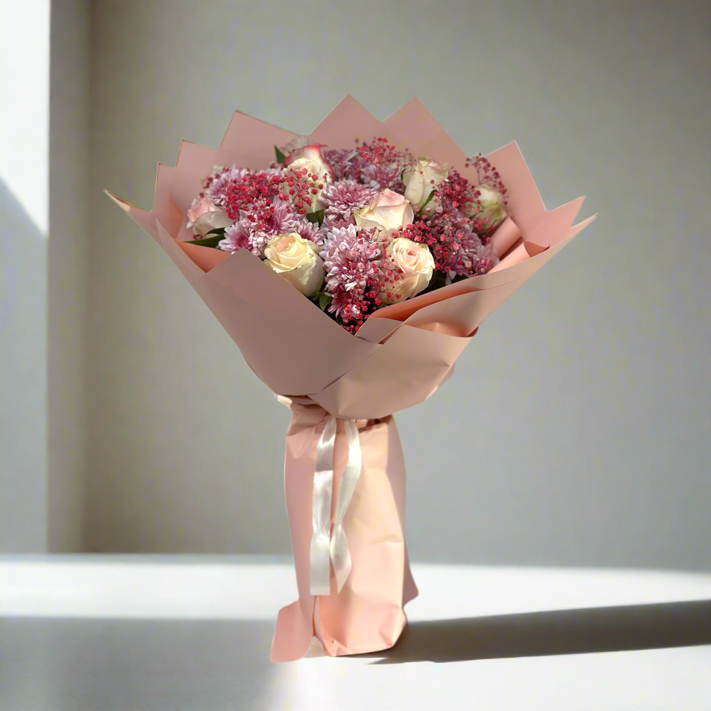 Sweet Blush Hand Bouquet luxury flowers DELIVERY TO Cairo AND Egypt