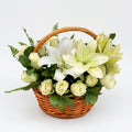 White Lily & Rose Basket – Ramadan Flowers luxury flowers DELIVERY TO Cairo AND Egypt