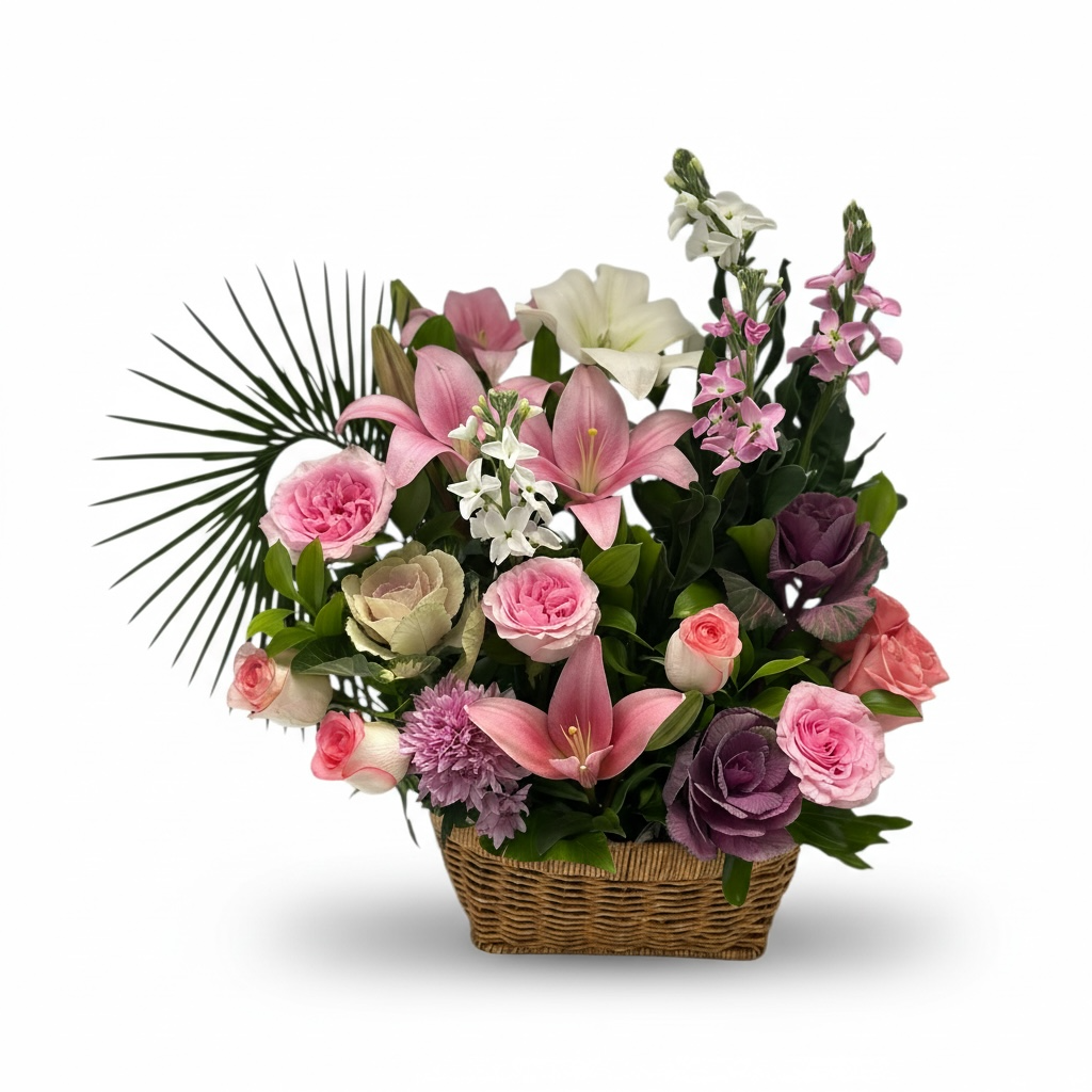 Blush Romance Garden Basket luxury flowers DELIVERY TO Cairo AND Egypt
