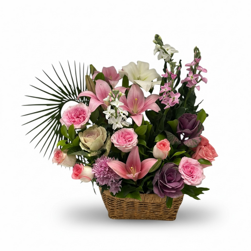 Blush Romance Garden Basket luxury flowers DELIVERY TO Cairo AND Egypt