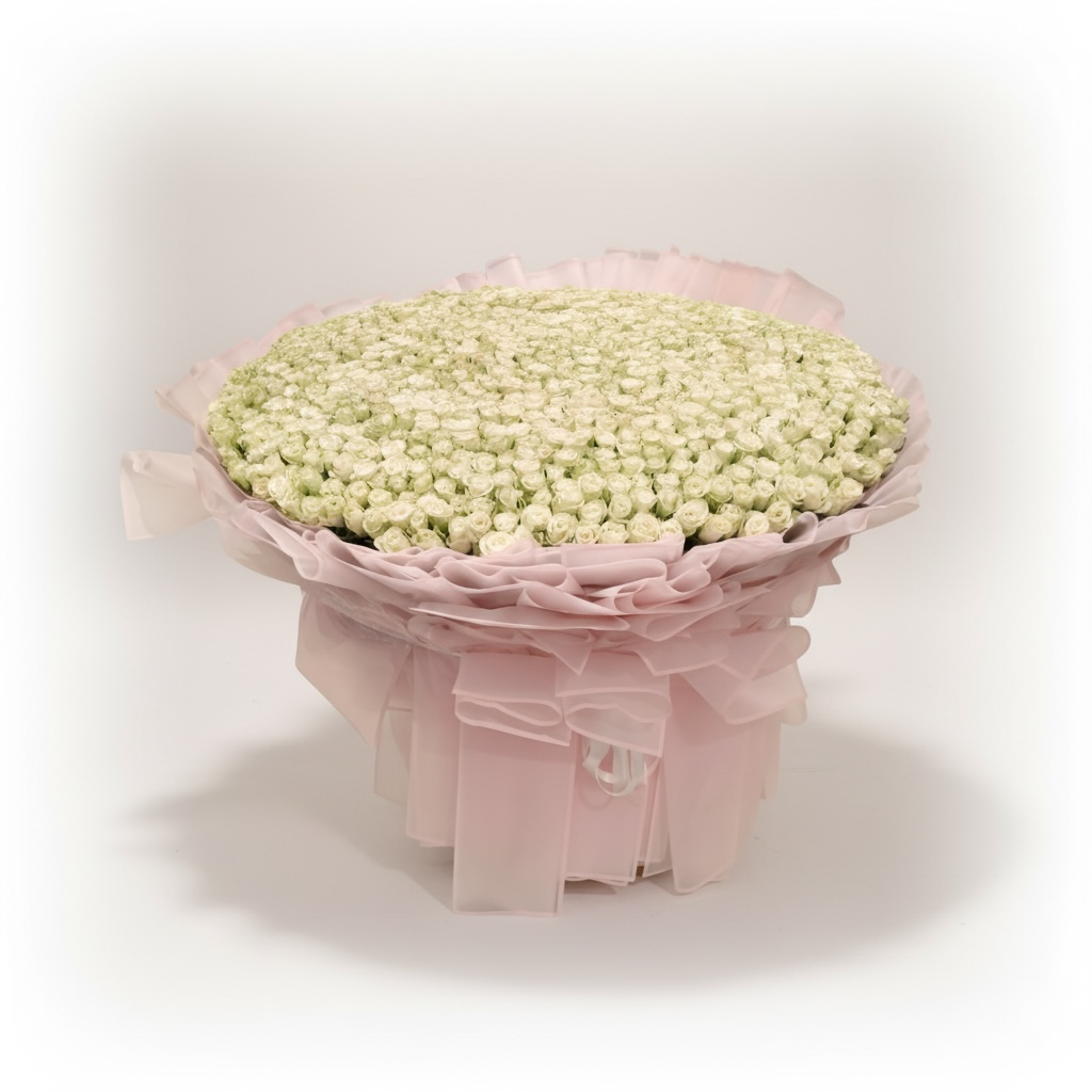 Infinity Rose Majesty White 500 Roses Hand Bouquet luxury flowers DELIVERY TO Cairo AND Egypt