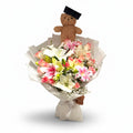 Blush Reverie With Bear Hand Bouquet luxury flowers DELIVERY TO Cairo AND Egypt