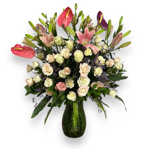 Crimson Cheers Vase luxury flowers DELIVERY TO Cairo AND Egypt