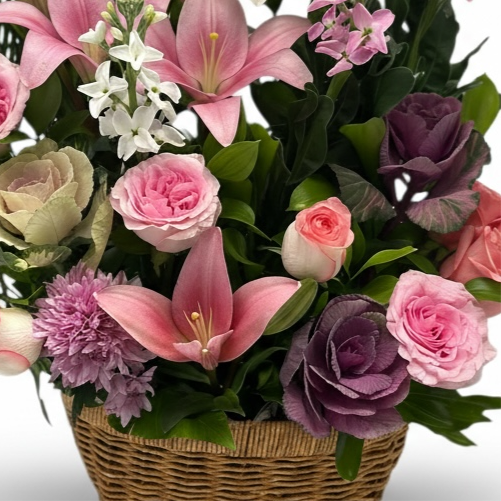 Blush Romance Garden Basket luxury flowers DELIVERY TO Cairo AND Egypt