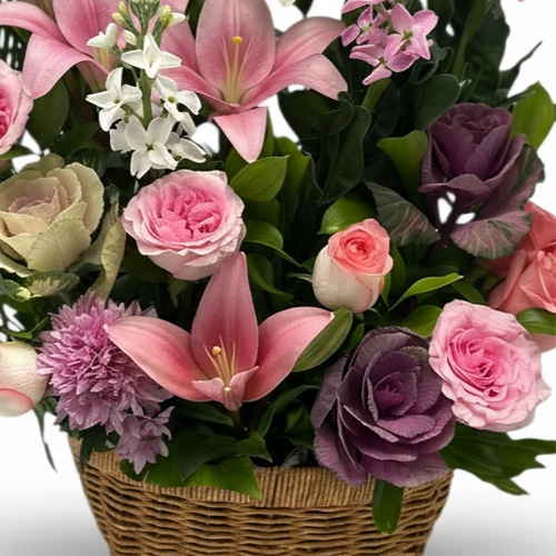 Blush Romance Garden Basket luxury flowers DELIVERY TO Cairo AND Egypt