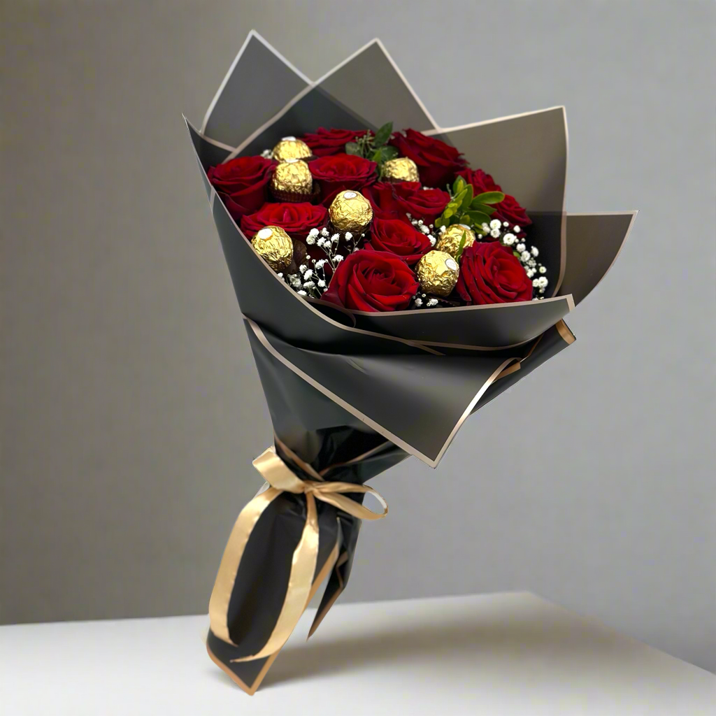 Golden Romance Wrap luxury flowers DELIVERY TO Cairo AND Egypt