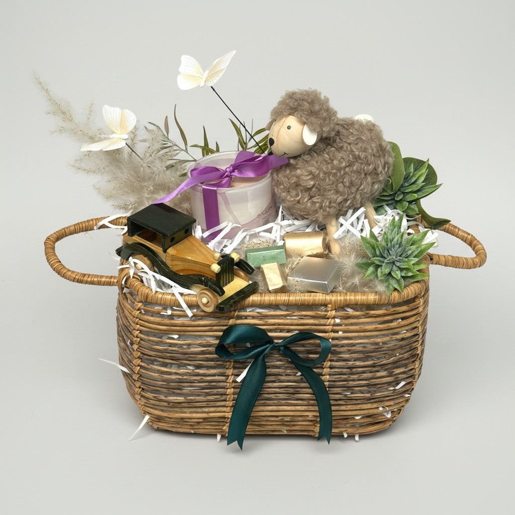 Golden Traditions Eid Hamper Basket luxury flowers DELIVERY TO Cairo AND Egypt