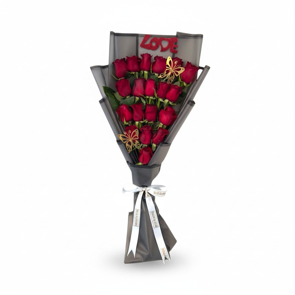 Love in Layers tiered red roses hand bouquet – Blue Flowers Egypt