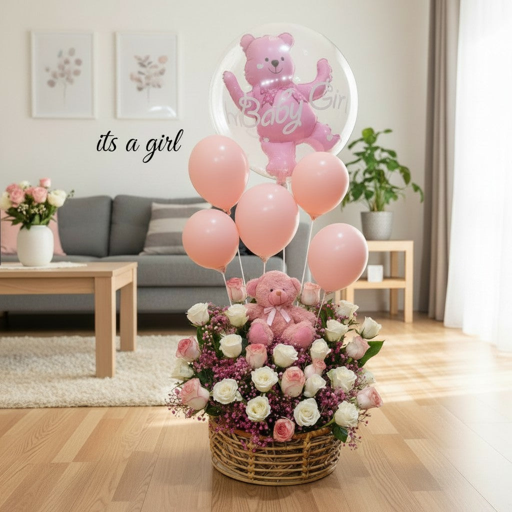Little Princess Bloom Basket luxury flowers DELIVERY TO Cairo AND Egypt