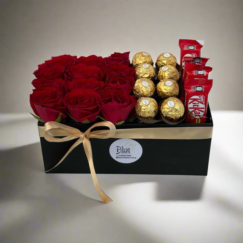 Crimson Gold Elegance Box luxury flowers DELIVERY TO Cairo AND Egypt