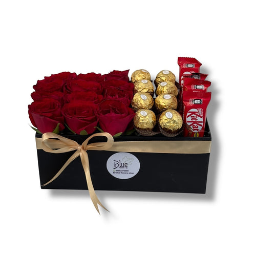 Crimson Gold Elegance Box luxury flowers DELIVERY TO Cairo AND Egypt