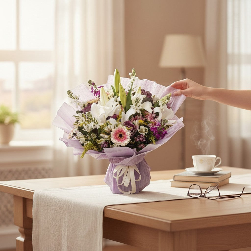 Moonlight Petal Embrace Vase luxury flowers DELIVERY TO Cairo AND Egypt