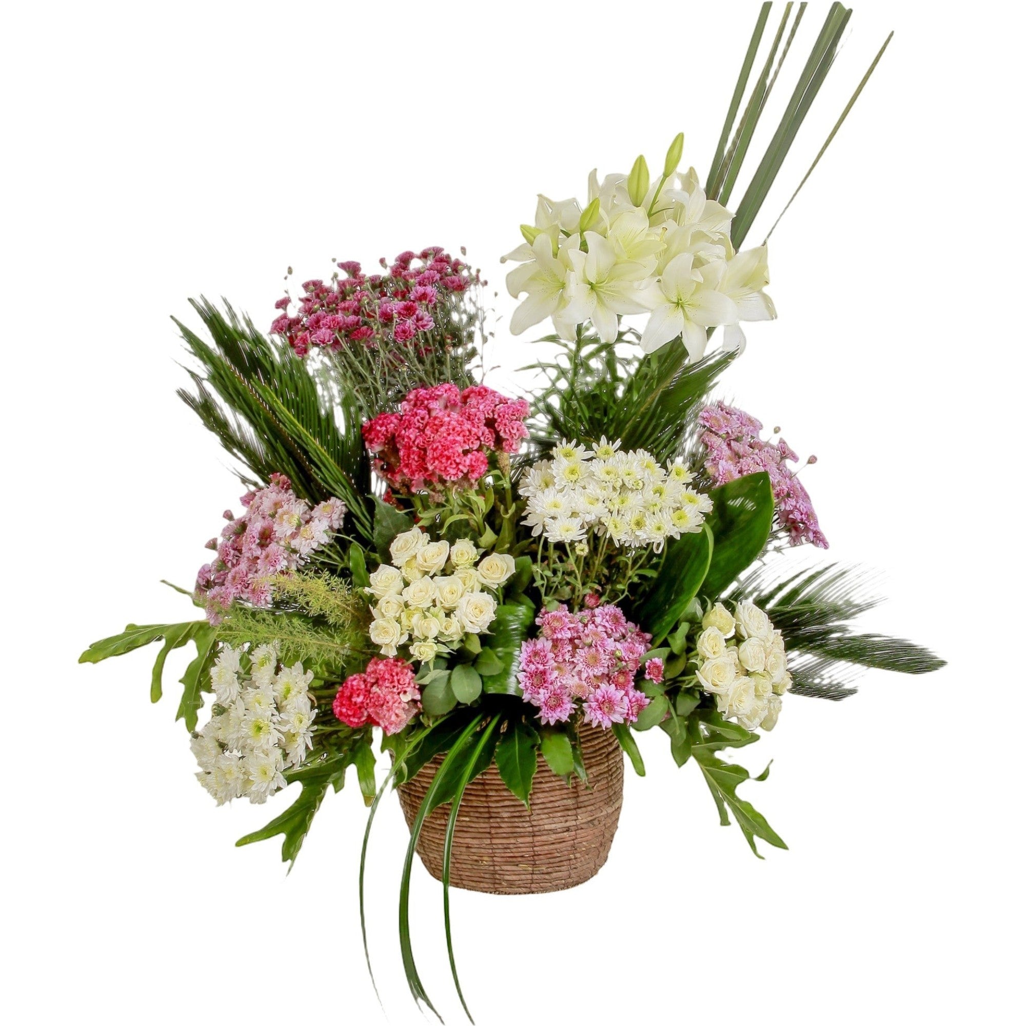 Splendid Pink basket Flowers bouquet luxury flowers DELIVERY TO Cairo AND Egypt
