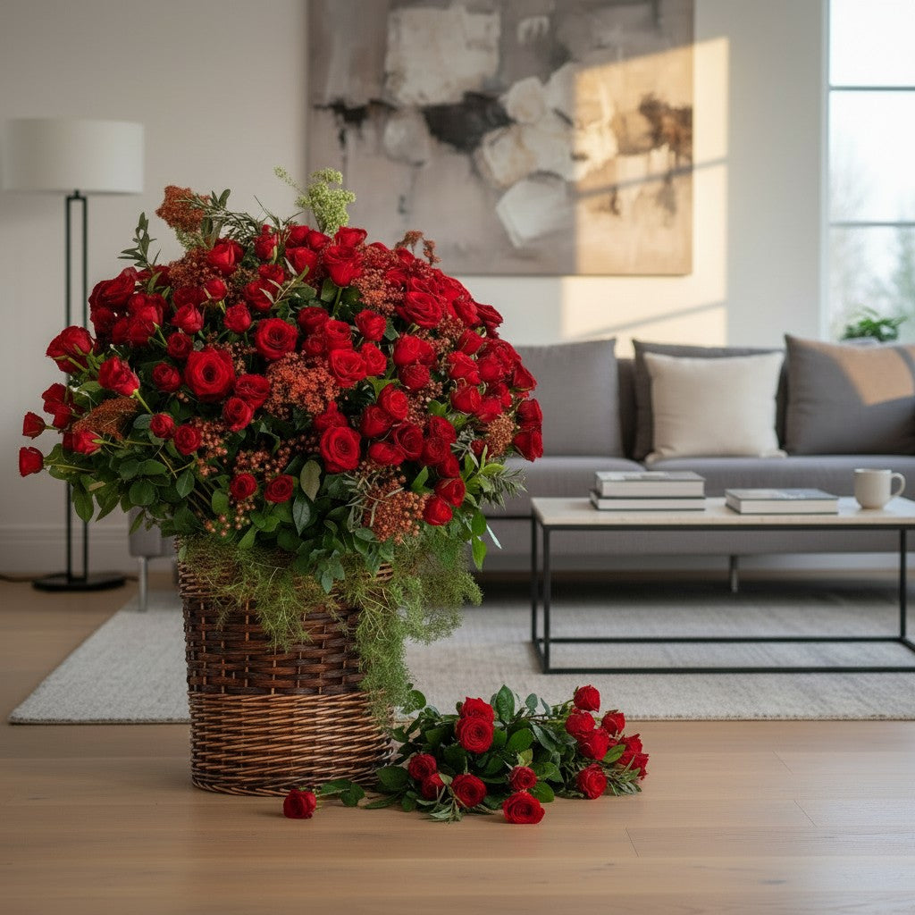 Scarlet Garden Basket luxury flowers DELIVERY TO Cairo AND Egypt