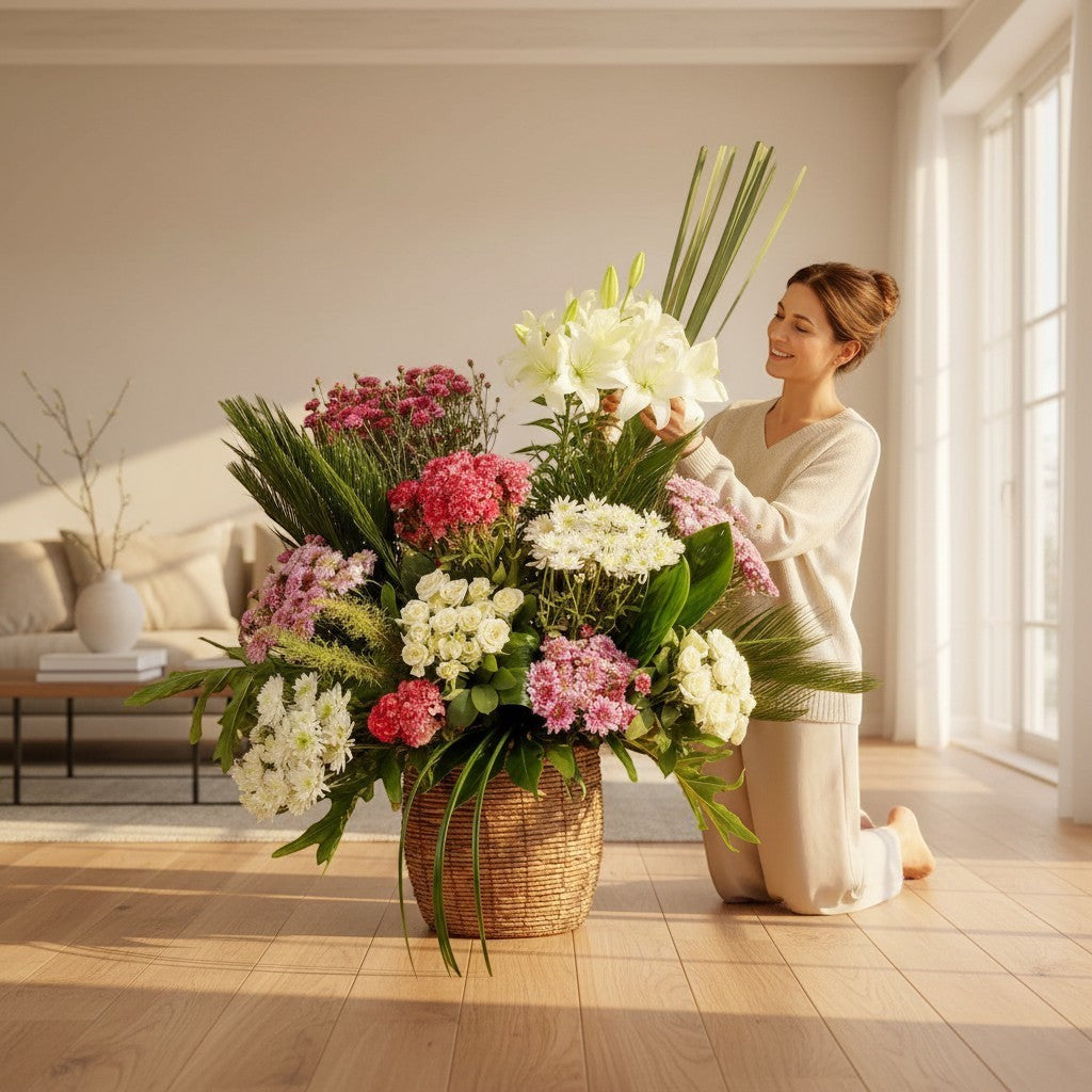 Splendid Pink basket Flowers bouquet luxury flowers DELIVERY TO Cairo AND Egypt